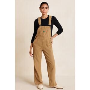 Lee Corduroy Overalls Tan Carpenter Style Wide Leg Bib Front Size M